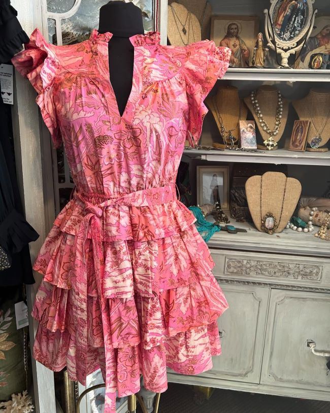Pink ruffled summer dress